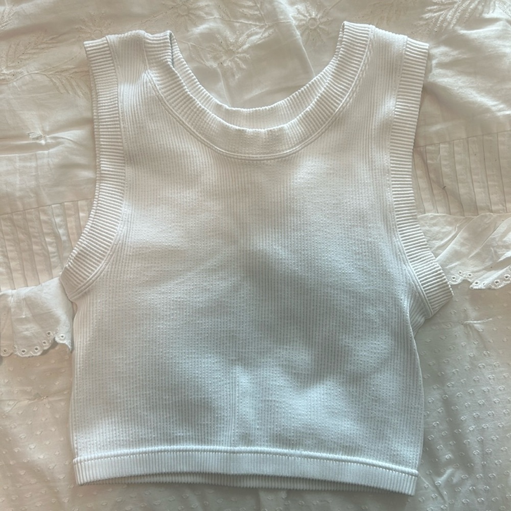 White Ribbed Tank Top